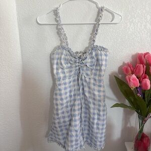 Urban Outfitters Blue and White Checkered Chemise